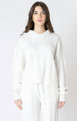 Women's hooded cable knit sweater