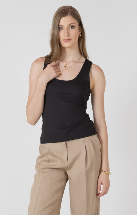 Women's black scoopneck tank