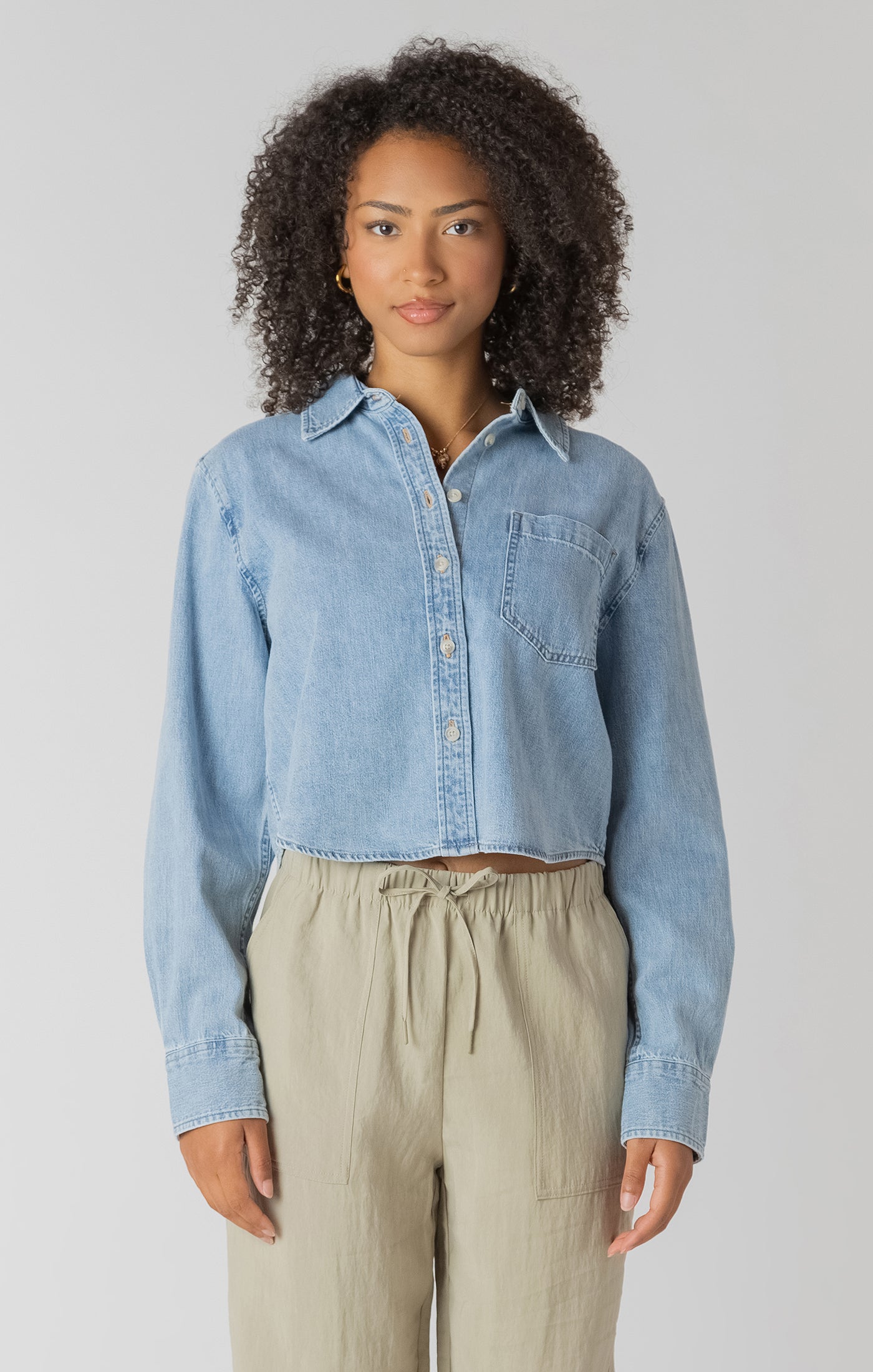 room 34 cropped denim shirt