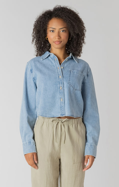 room 34 cropped denim shirt