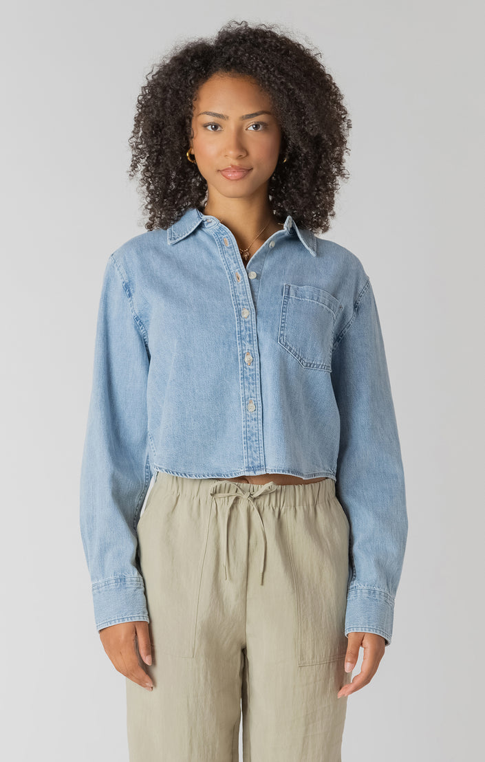 room 34 cropped denim shirt
