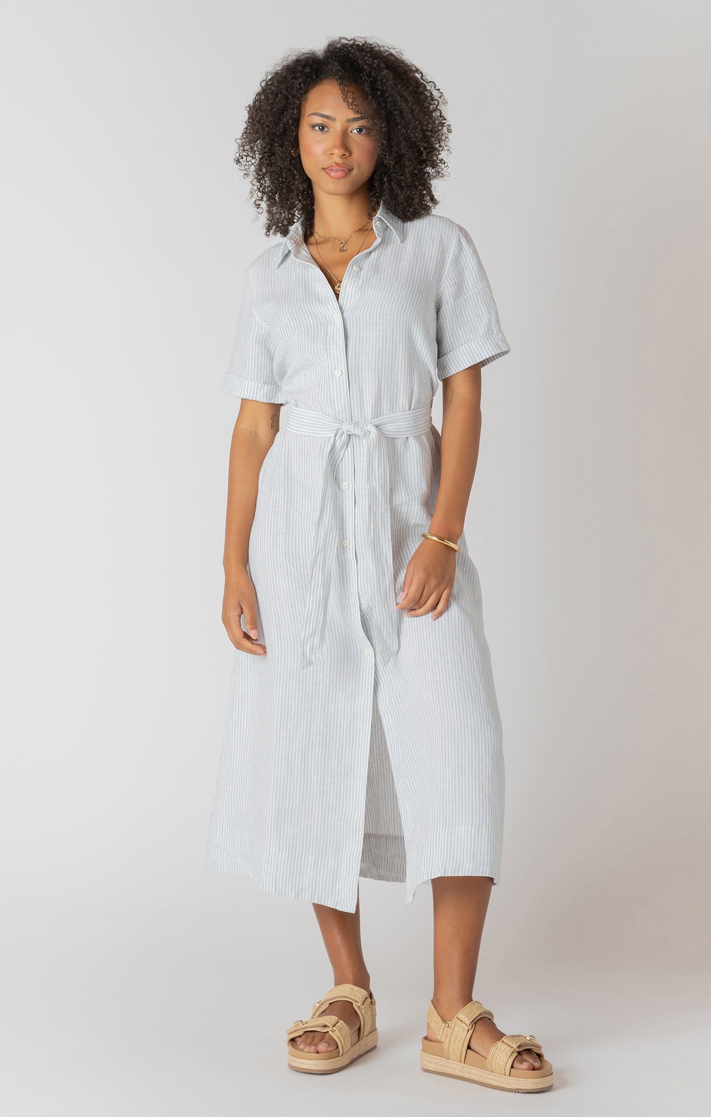 Chloe Strip Button Down Dress