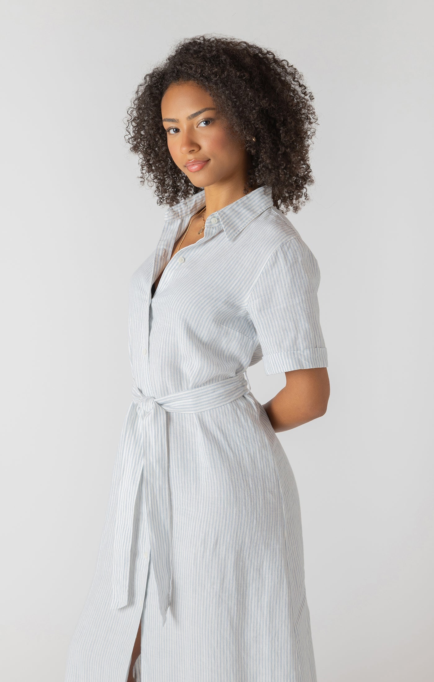 Chloe Strip Button Down Dress