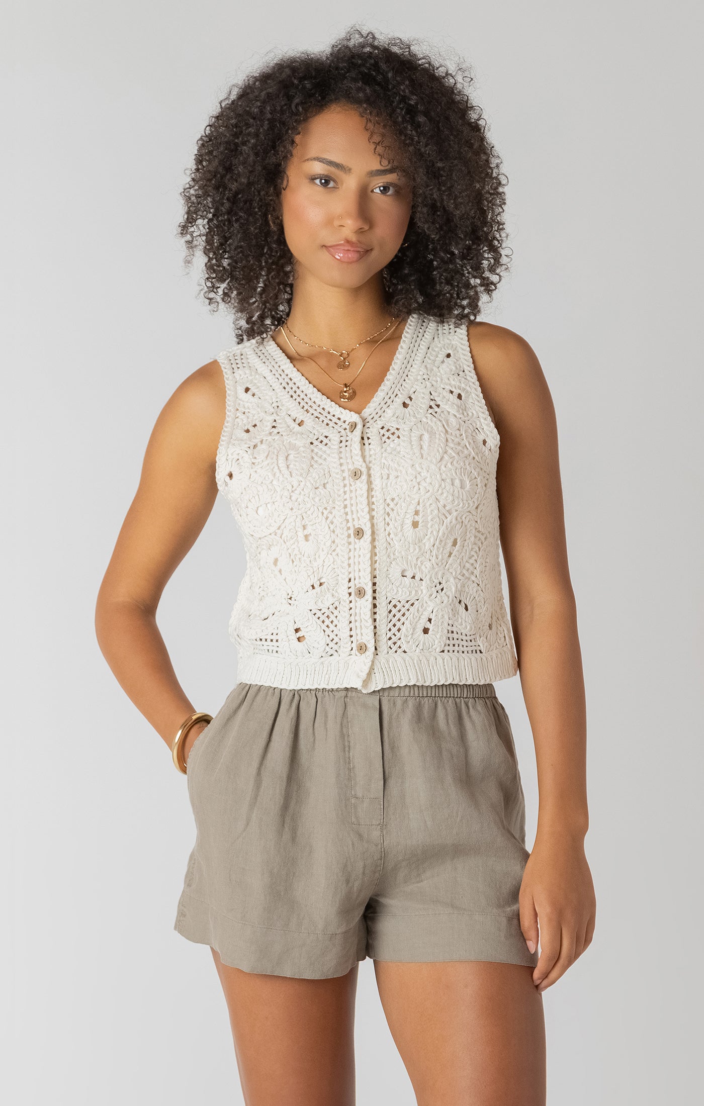 Mila Crochet Buttoned Vest