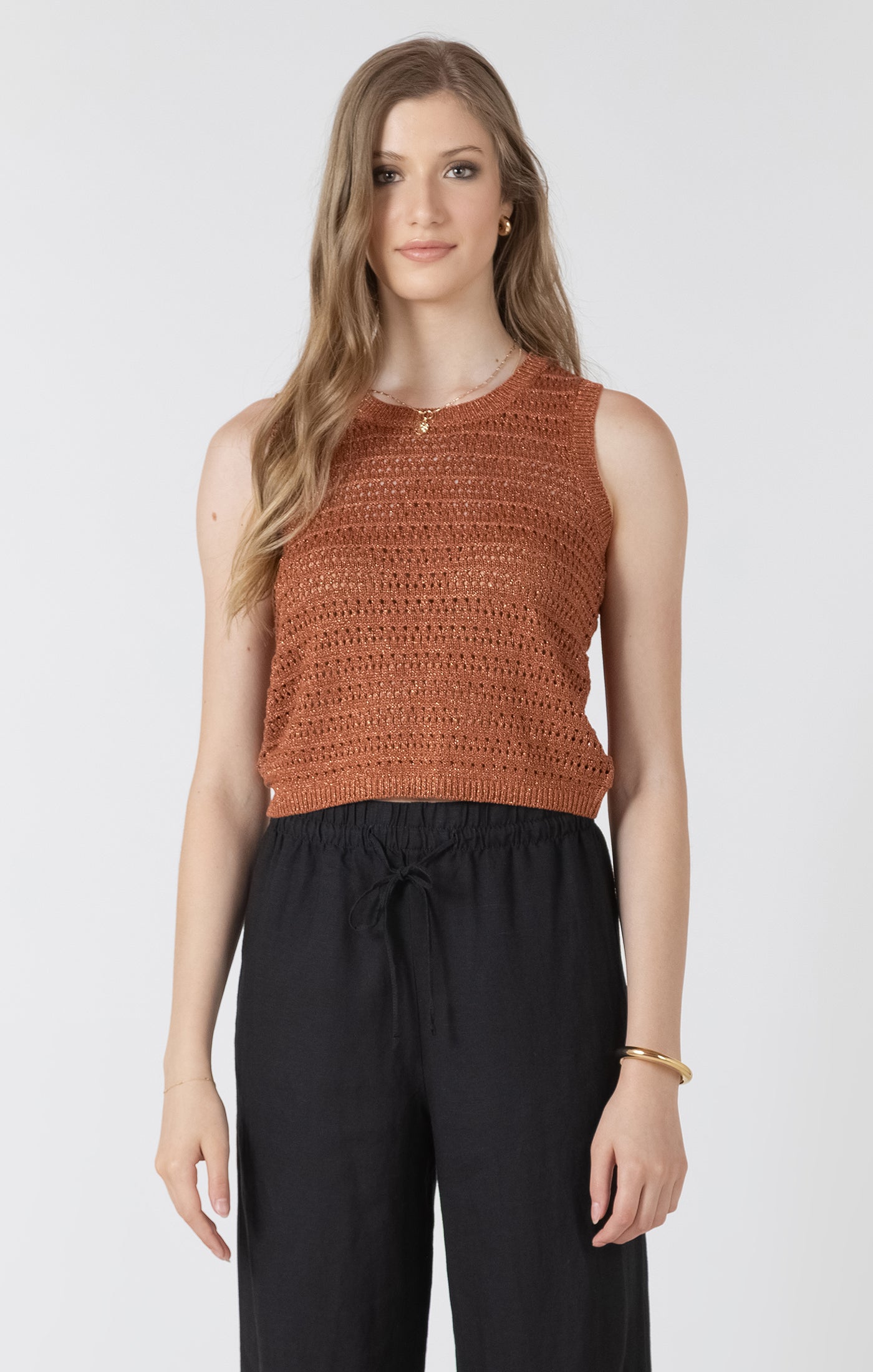 Crochet sweater top terracotta