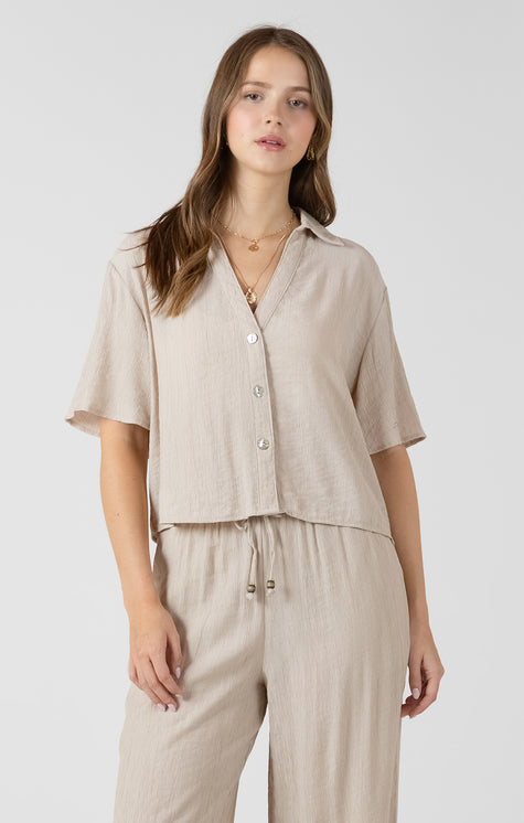 Light Oyster Short Sleeve Blouse Dex