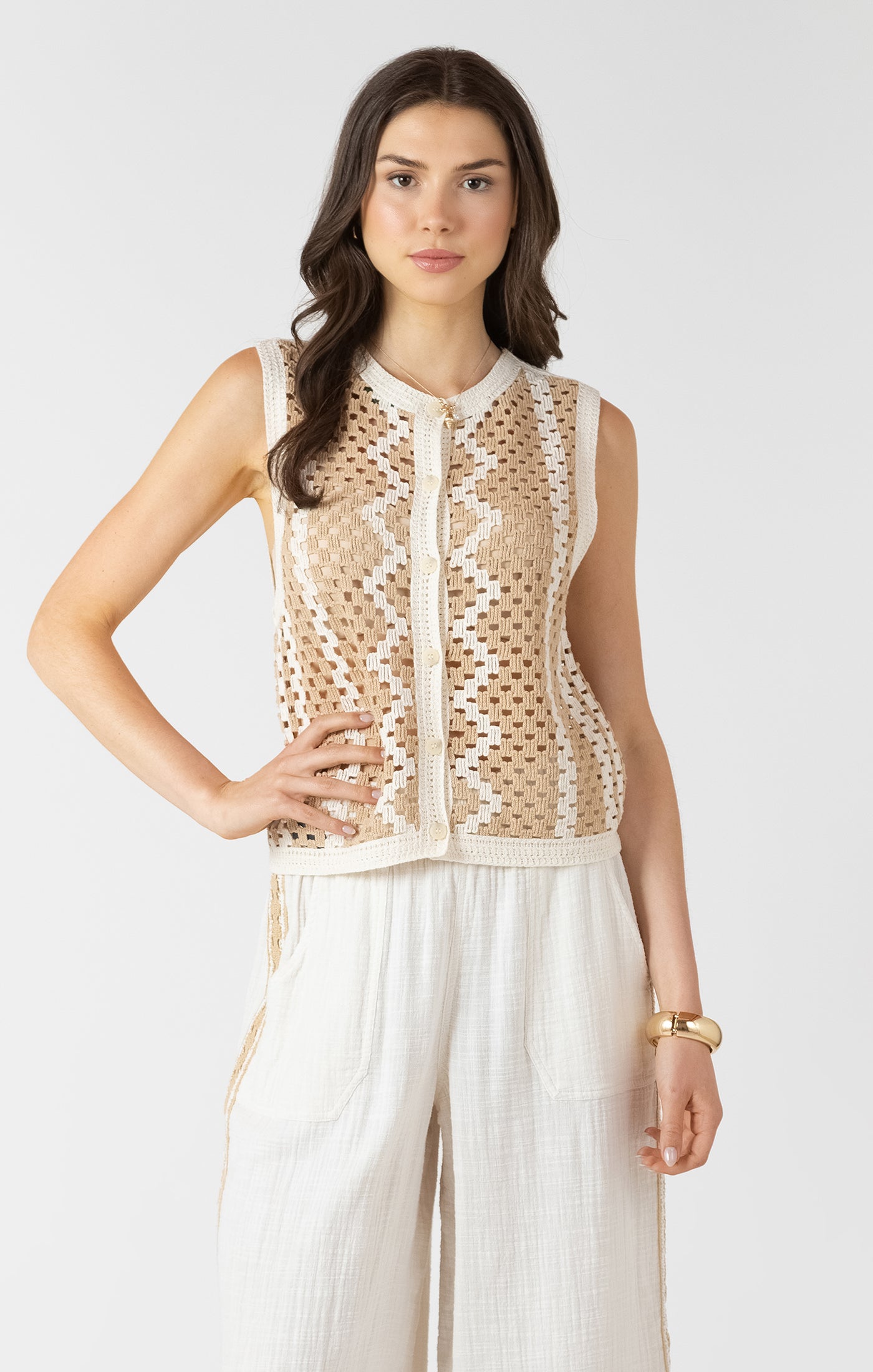 Button Sweater Tank Dex