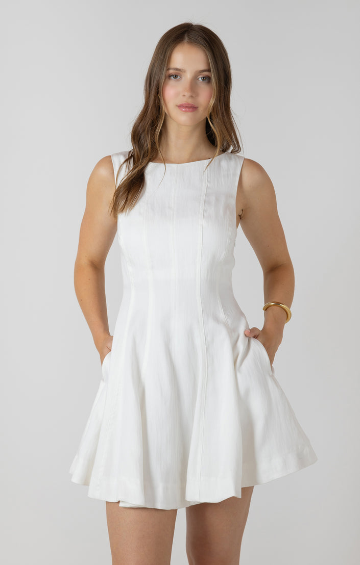 Dex Fit & flare white paneled mini dress