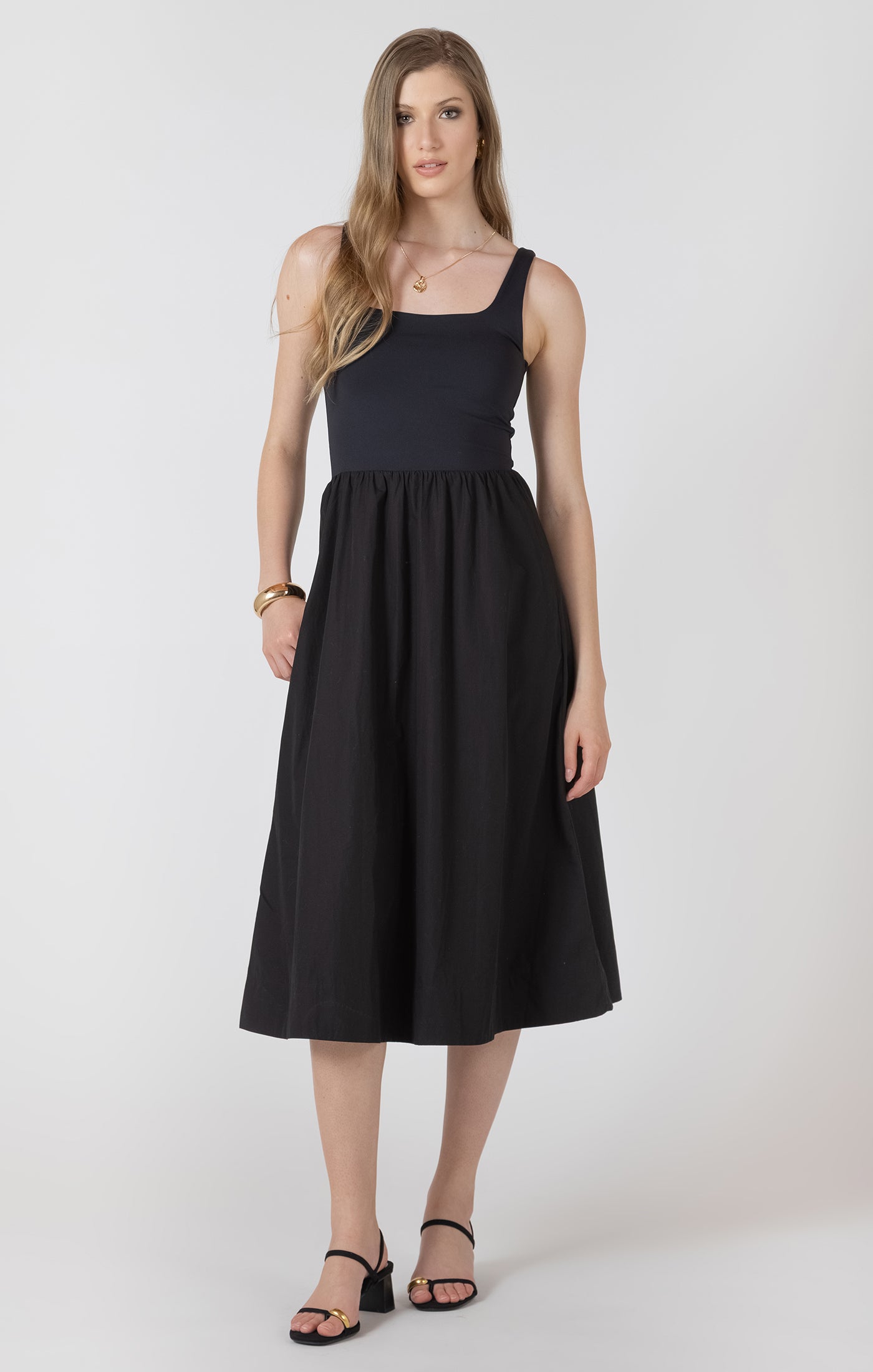 Black Tape black mixed fabric midi dress