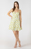 Sweetheart neckline mini dress Dex yellow flower