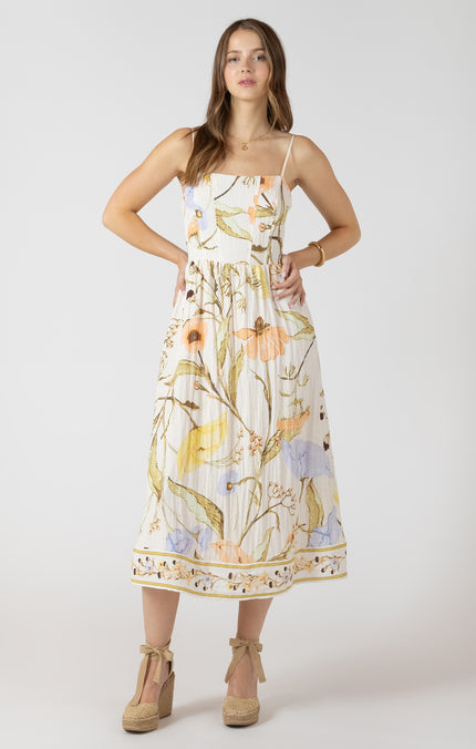 Vintage foral patterned spring dress midi length