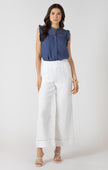 Dark blue ruffle and lace tank Dex