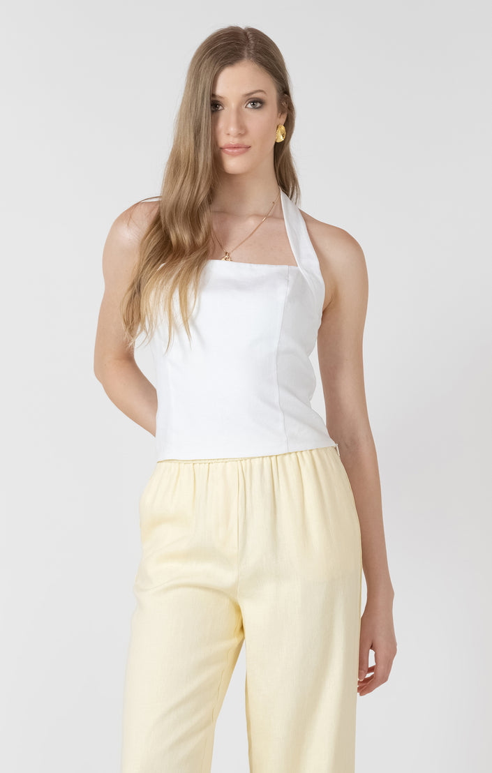 White halter top Black Tape
