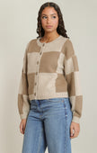 dex brown colour block cardigan