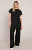 natalie pant black textured flowy