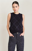navy sweater vest black tape sequin