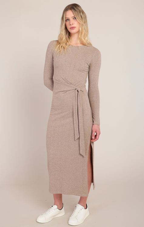 light brown heathered dress with waist know room 34