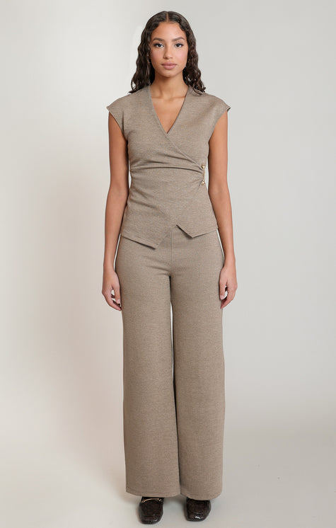 wren knit top dex heather brown