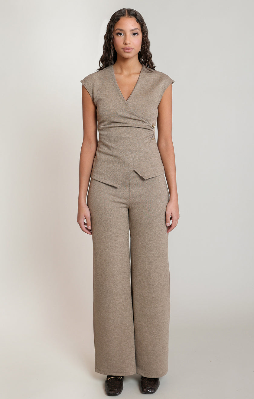 wren knit top dex heather brown