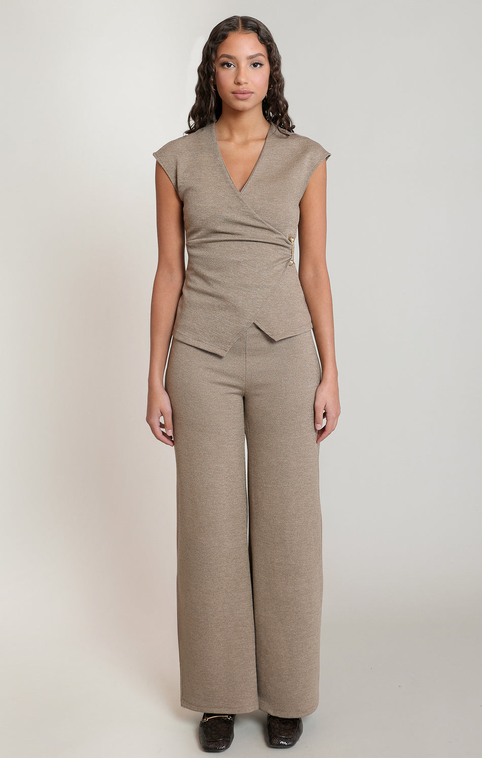 wren knit top dex heather brown