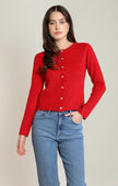 Noella Cardigan black tape red ribbed silver buttons