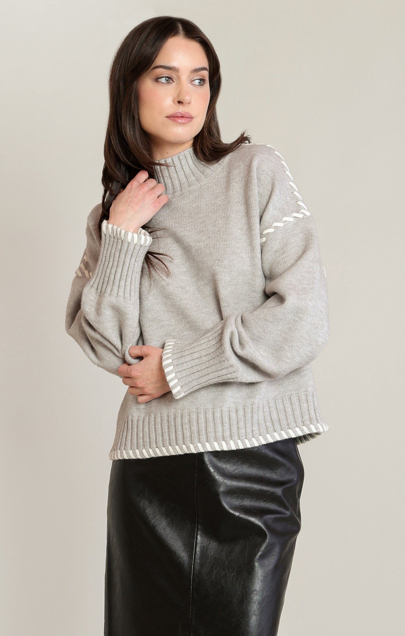 elsa sweater grey turtle neck
