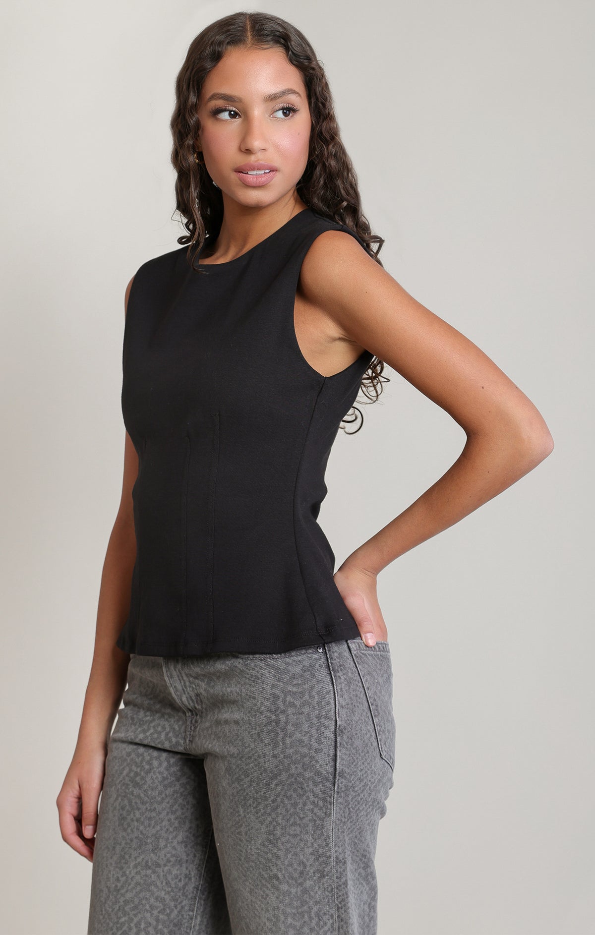 Evie cinched top dex black tank