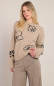 Anna Sweater beige floral knit sweater