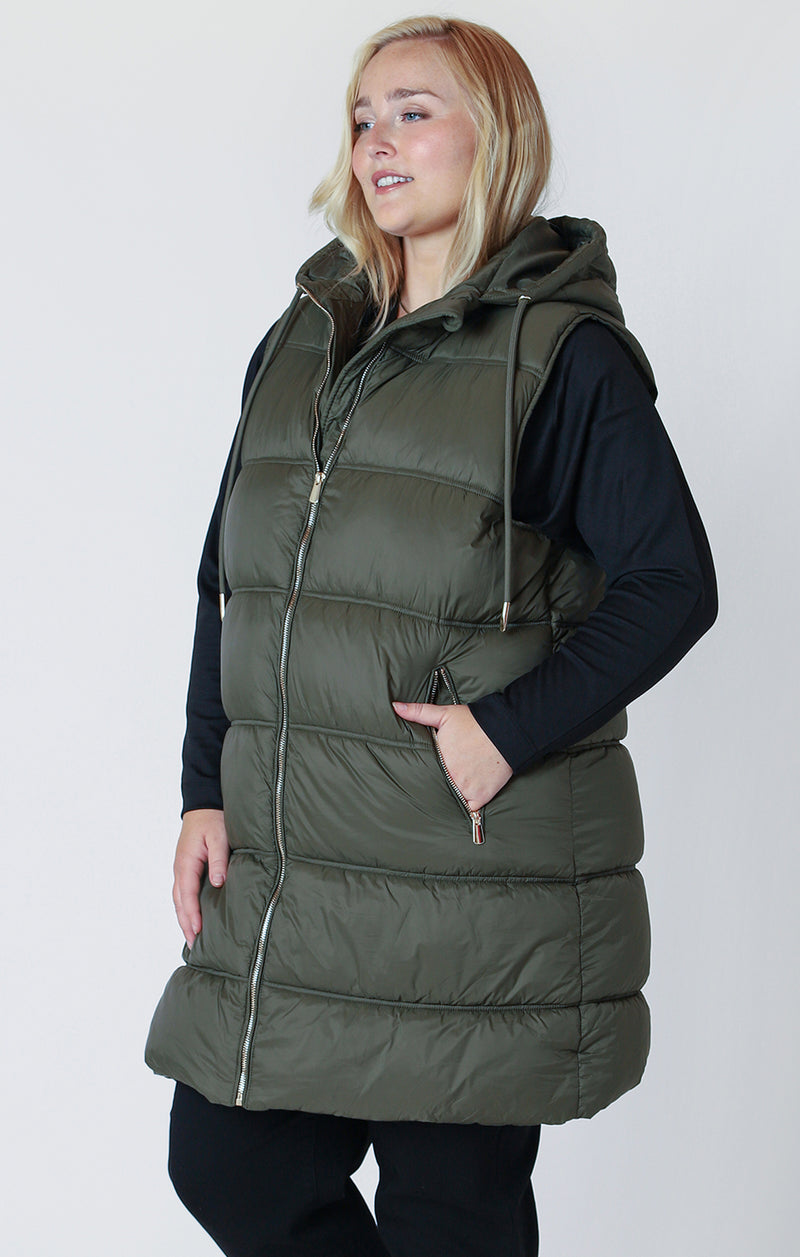 Kyla Curvy Hooded Puffer Vest