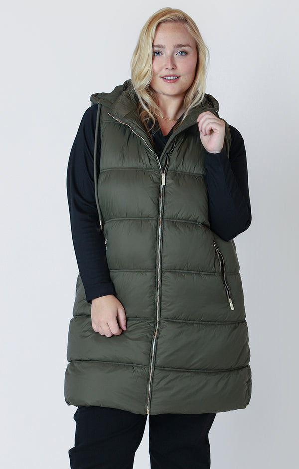 Kyla Curvy Hooded Puffer Vest