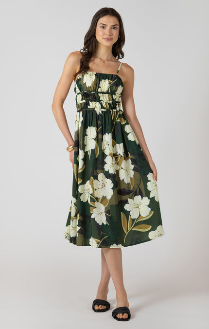 Dex Palm Blossom print midi dress
