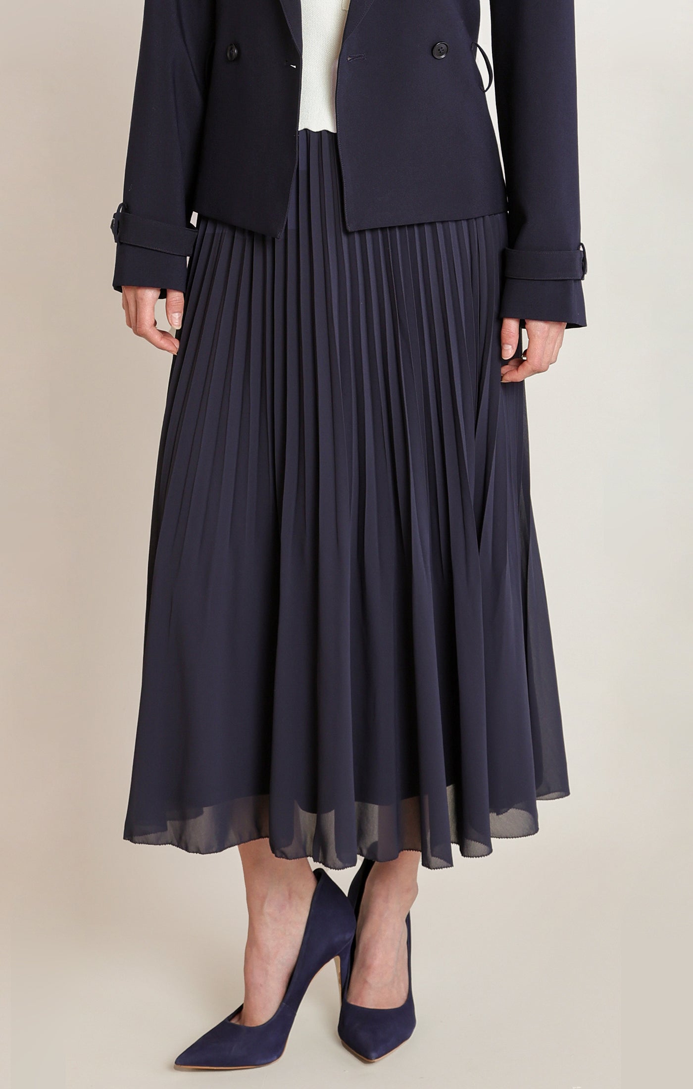 pleated skirt dex dark blue