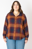 Women's curvy plaid button up