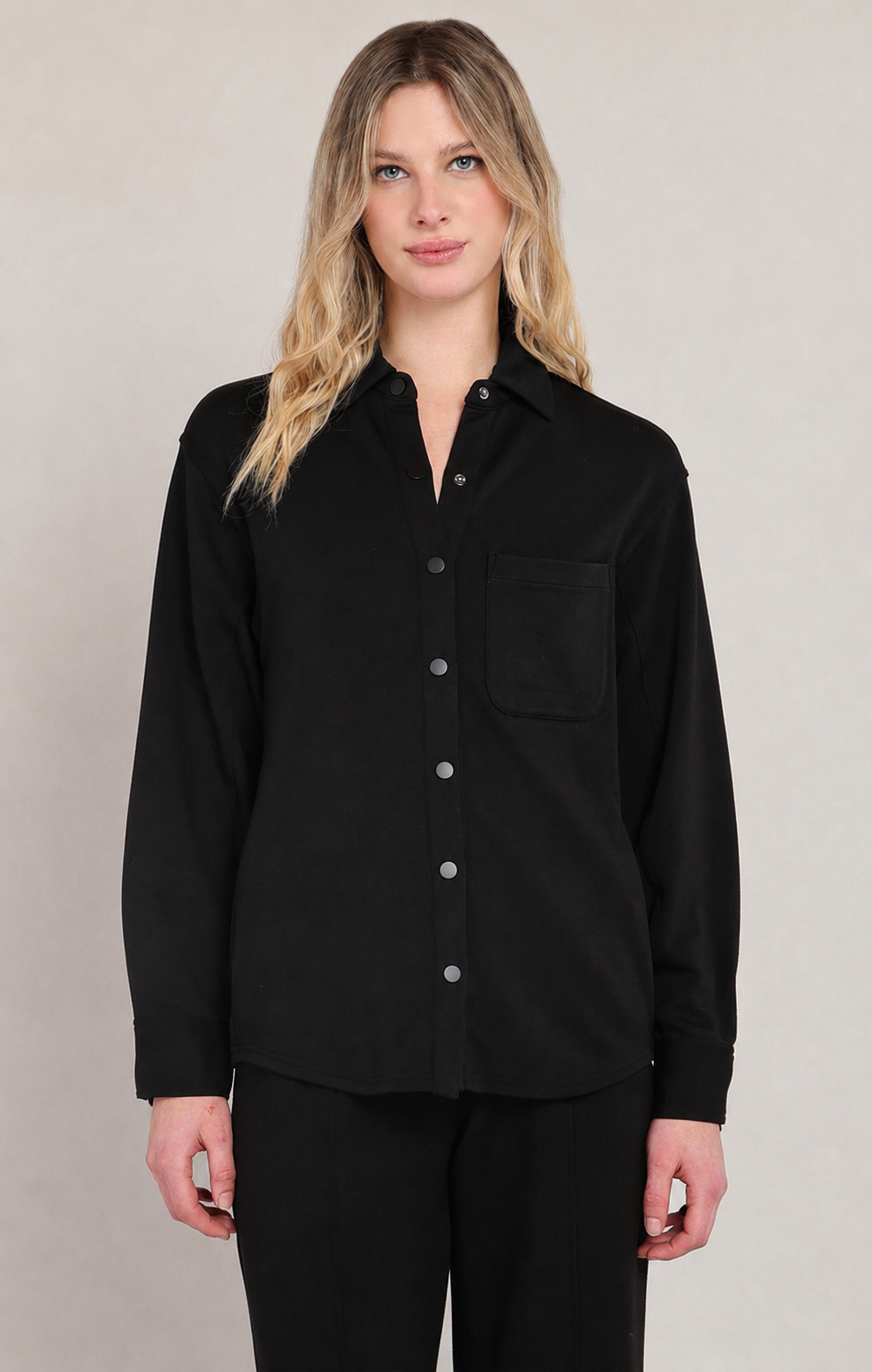 Black scuba button up top dex