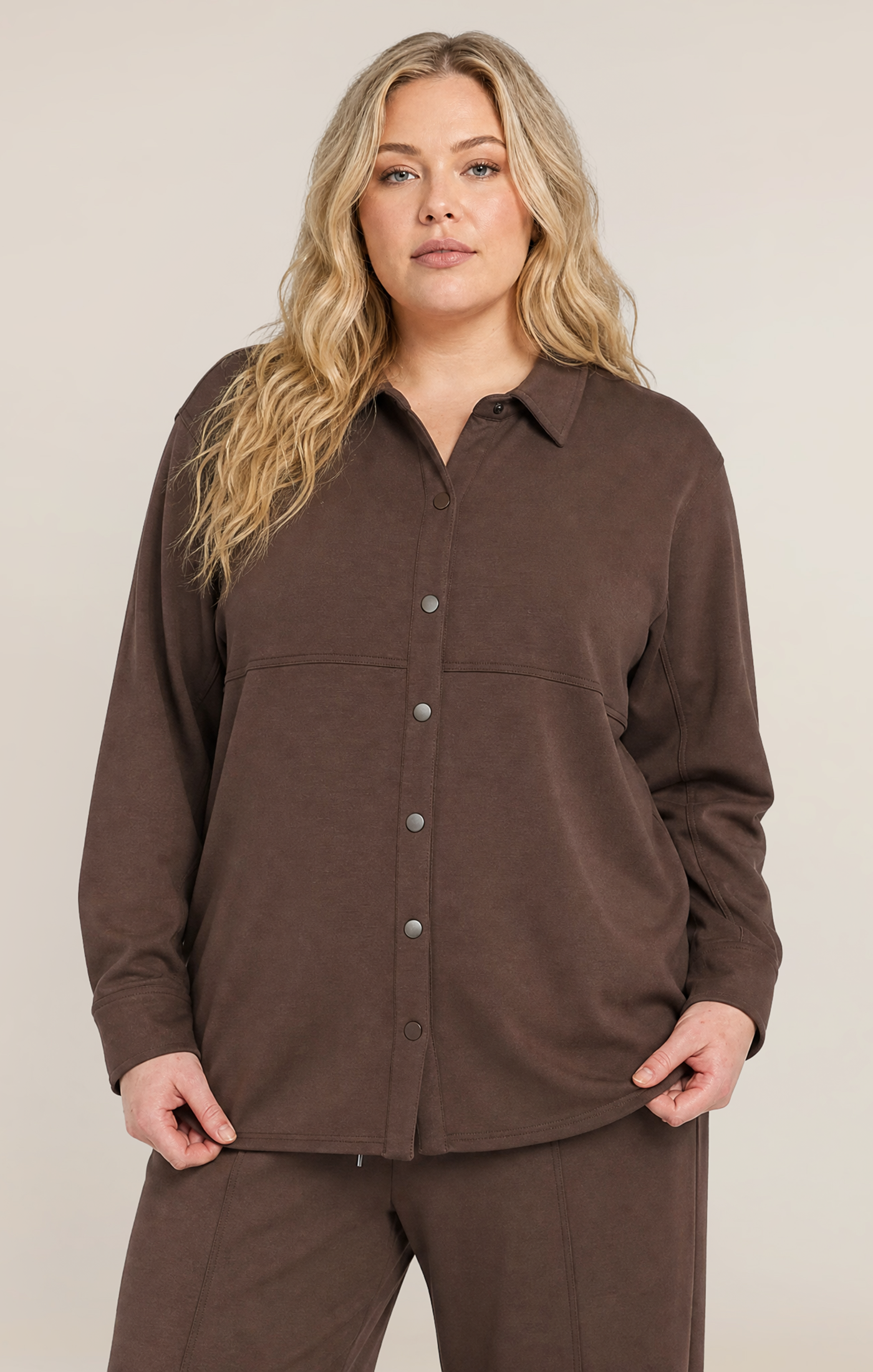 dex collar button up plus size brown black