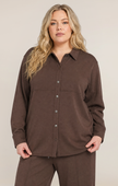 dex collar button up plus size brown black