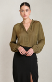 black tape womens olive blouse