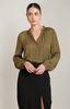 black tape womens olive blouse
