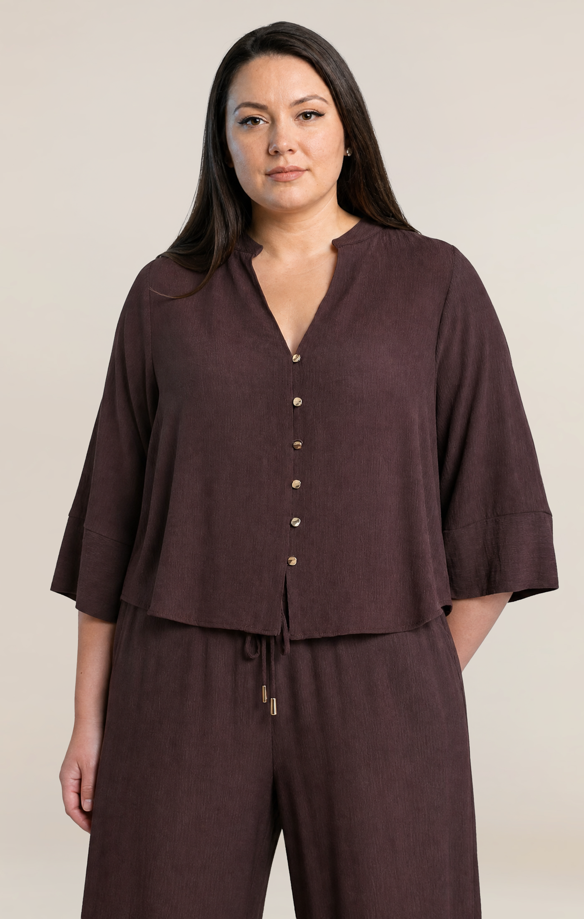 Curvy Cocoa Blouse dex plus