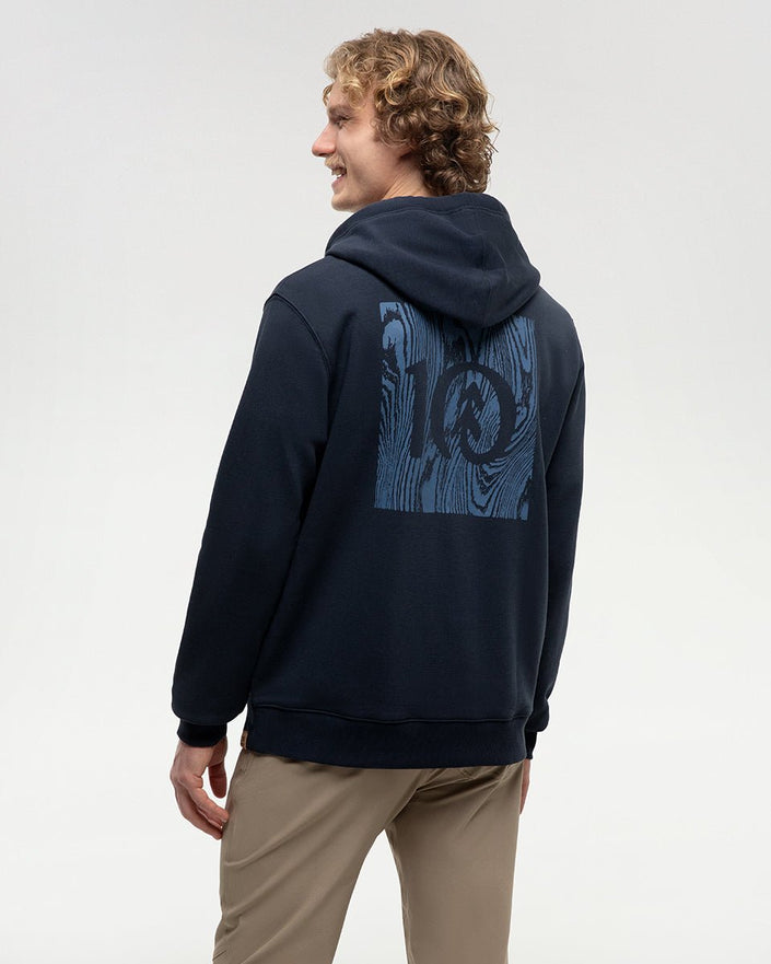 Woodblock Ten Zip Hoodie - Distractions Clothing