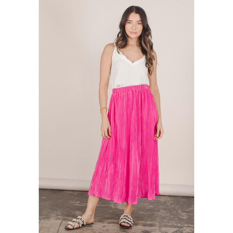 Retro Pleated Midi Skirt