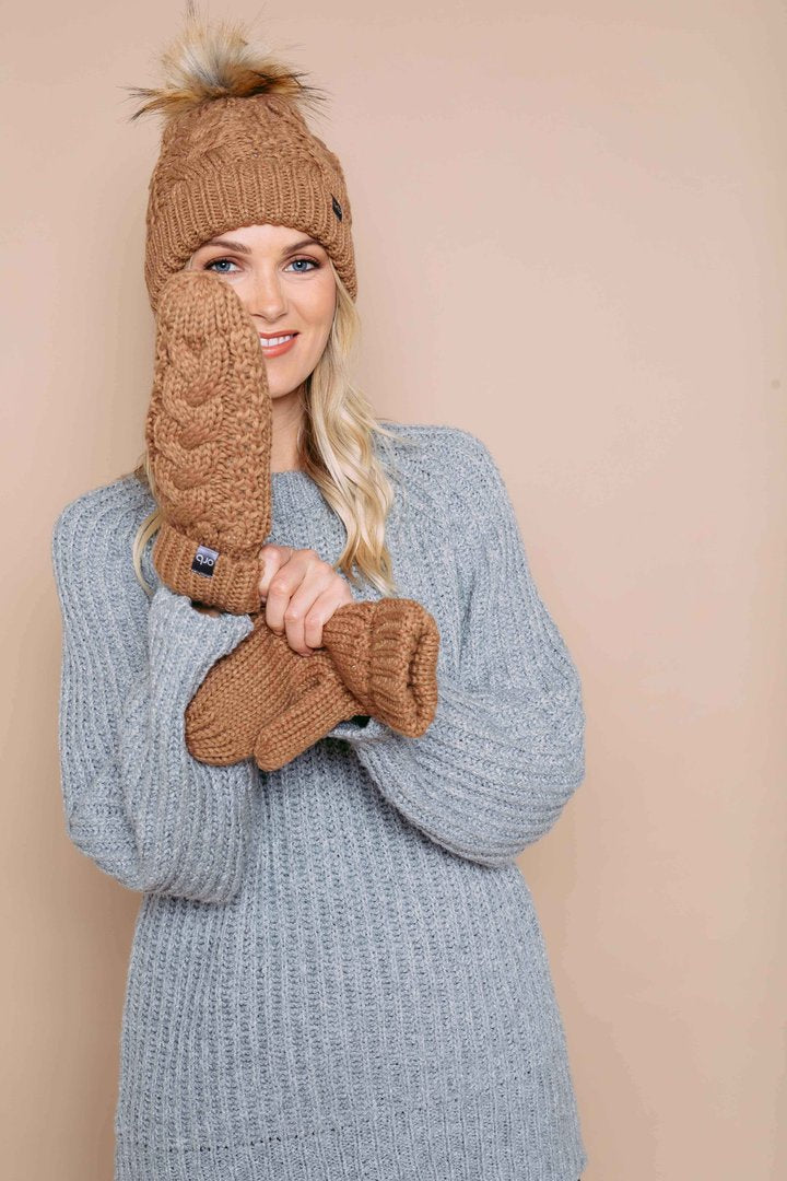 Marshmallow Cable Knit Sherpa Lined Beanie