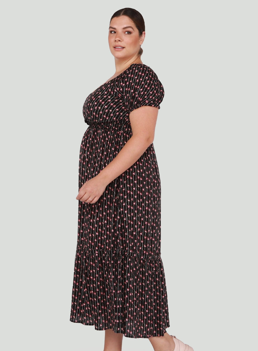 Curvy Fancy Floral Maxi Dress - Distractions Clothing