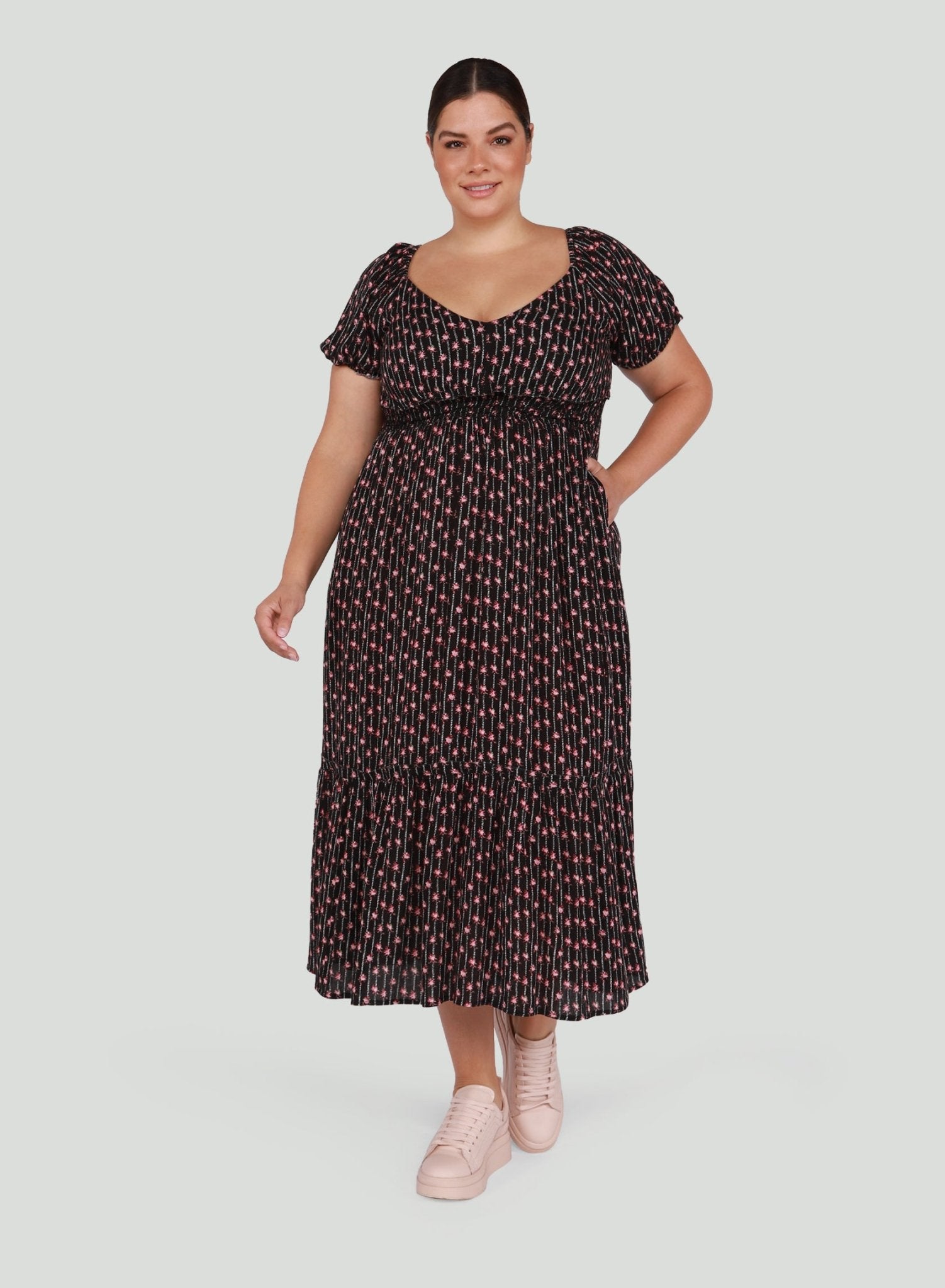 Curvy Fancy Floral Maxi Dress - Distractions Clothing