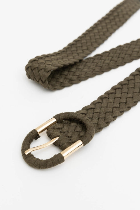 Braided Suede Oval Buckle Belt