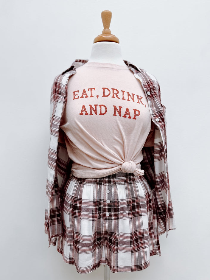 Eat, Drink, Nap Tee - Distractions Clothing