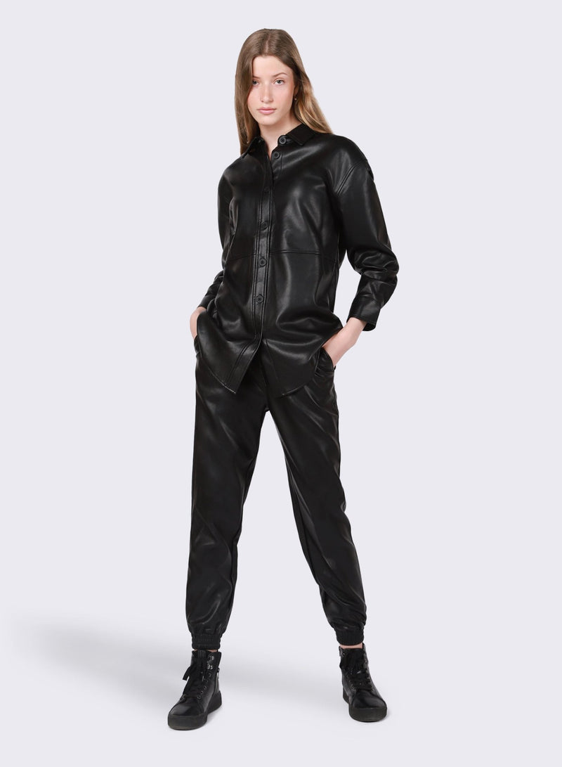 Leah Leather Shacket - Distractions Clothing