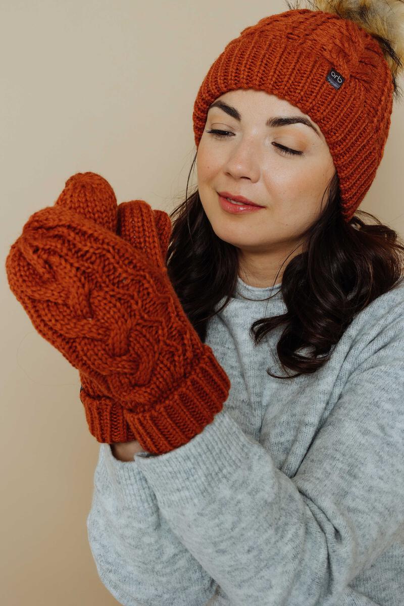 Marshmallow Cable Knit Sherpa Lined Mitts