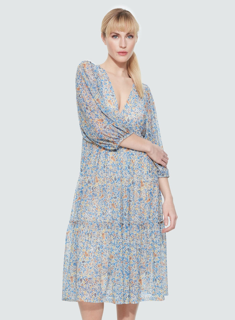 Paisley Mesh Tiered Dress - Distractions Clothing