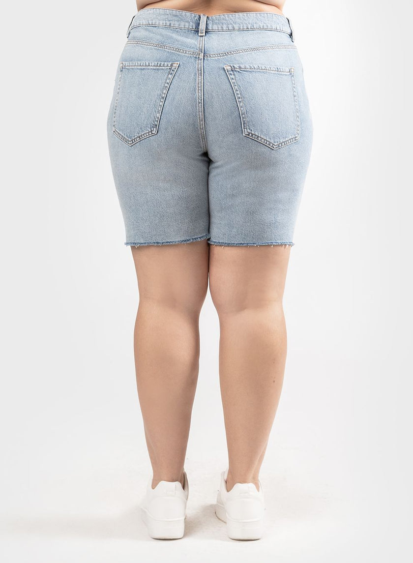 Raw Hem Bermuda Short - Curvy - Distractions Clothing